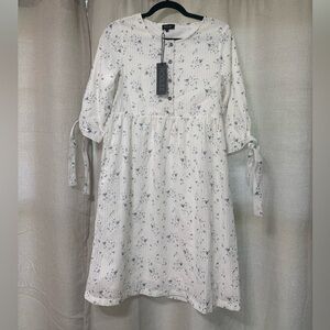 NWT ROOLEE White & Blue Floral Midi Dress